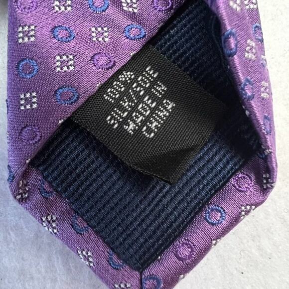 Michael Michael Kors Neck Tie 100% Silk Mens Purple Geometric - Picture 7 of 9